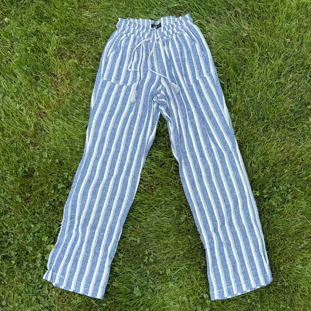 Rewash Linen Striped Pants